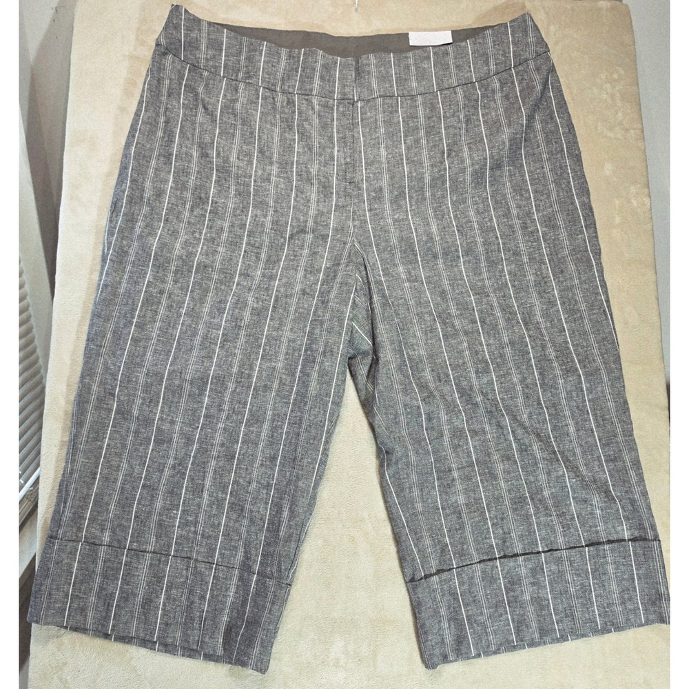 Bryant Gray Womens Pinstripe Linen Blend Crop Pants Plus Size 26 NWT - Picture 3 of 11